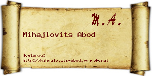 Mihajlovits Abod névjegykártya